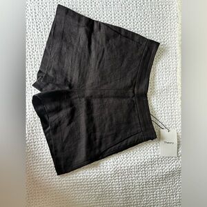 Theory - Black Linen Drape Shorts